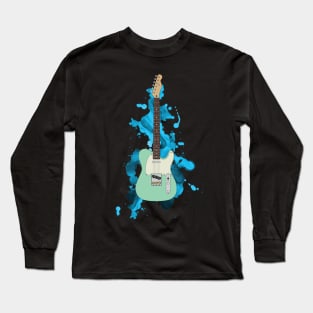 T-Style Electric Guitar Surf Green Color Long Sleeve T-Shirt